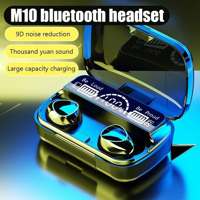 M10 Bluetooth Earbuds – 9D Noise Reduction & LED Display