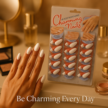 Pack of 24 Charming Artificial Nails with Glue – 240 Nails & 24 Glues (White)