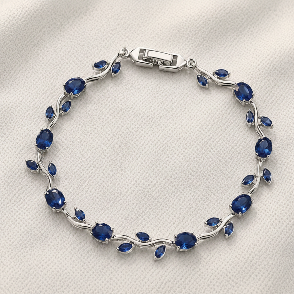 Blue Sapphire Bracelet on Cloth