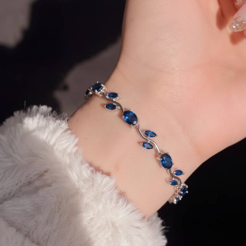 Blue Sapphire Bracelet - Wrist Shot