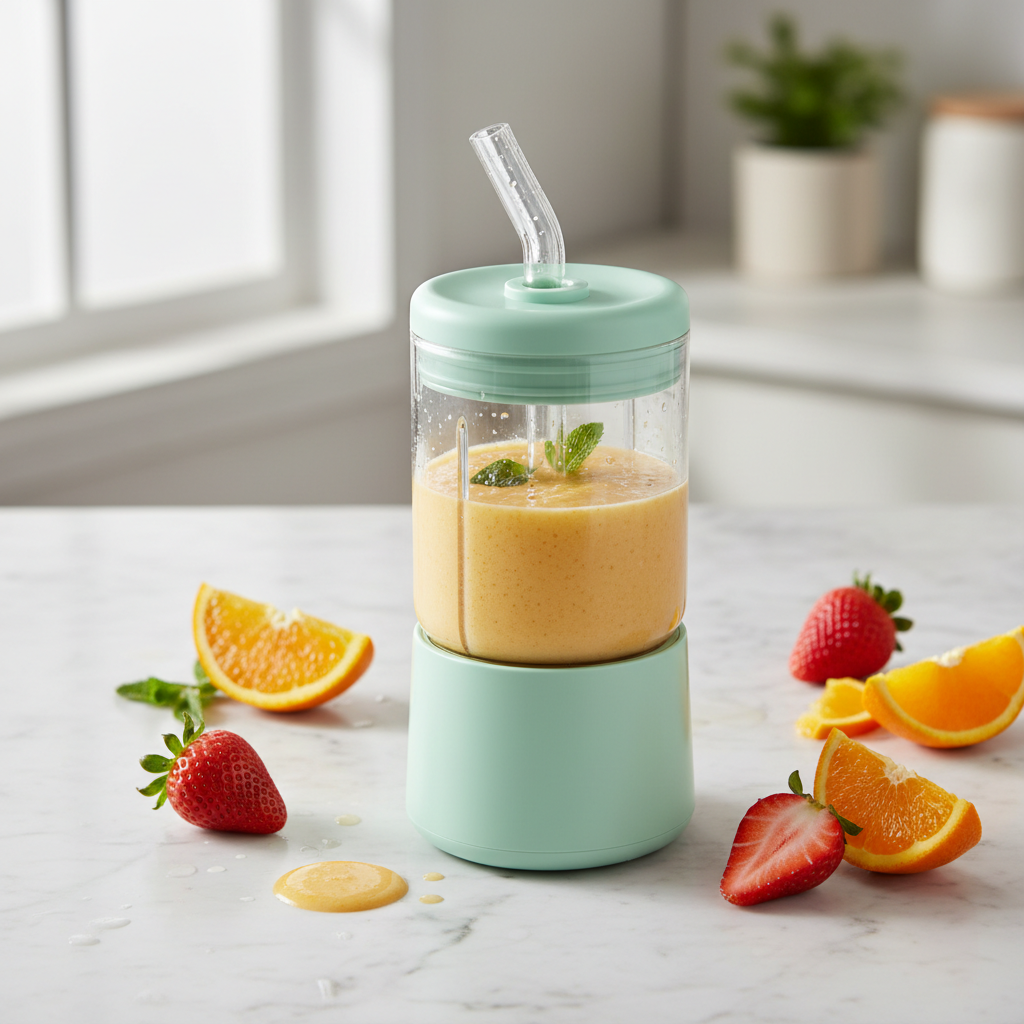 Mint Juicer on Marble with Citrus
