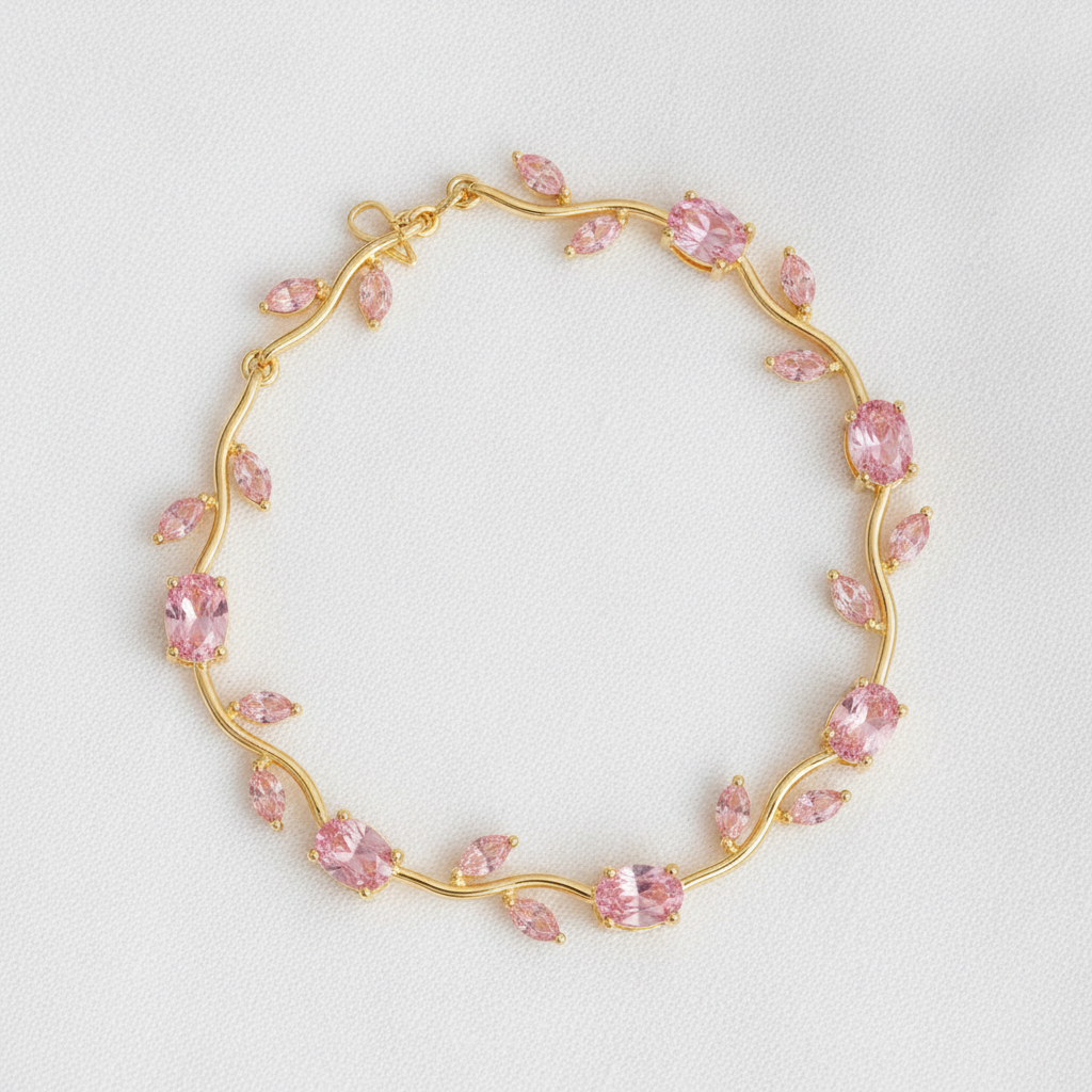 Pink Crystal Bracelet on Cloth
