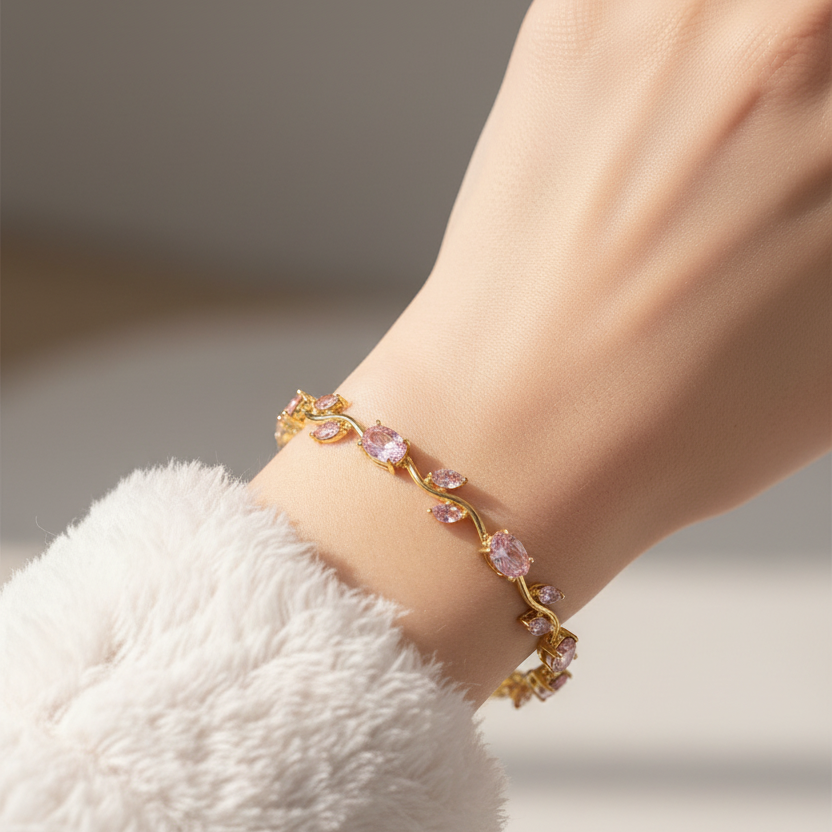 Pink Crystal Bracelet - Wrist Shot