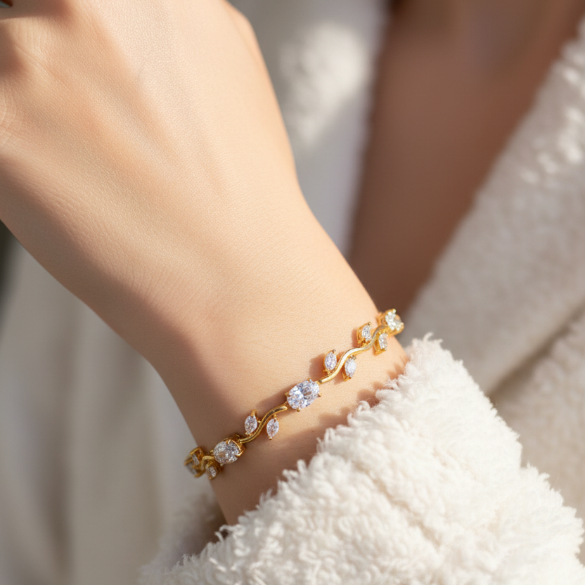 White Crystal Bracelet - Wrist Shot